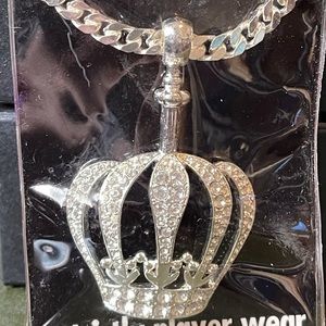 ICED OUT HIP HOP BLING BLING CROWN NECKLACE NIP